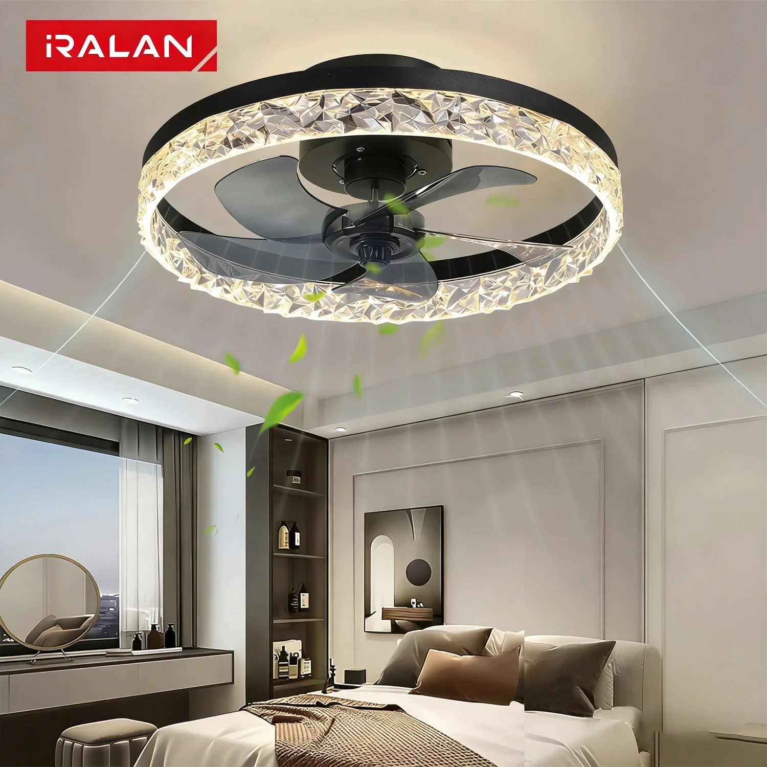 Ceiling Fans with Lights and Remote Low Profile Chandelier Fan Dimmable Fandelier LED Fan Light for Bedroom Ceiling Lighting Fan