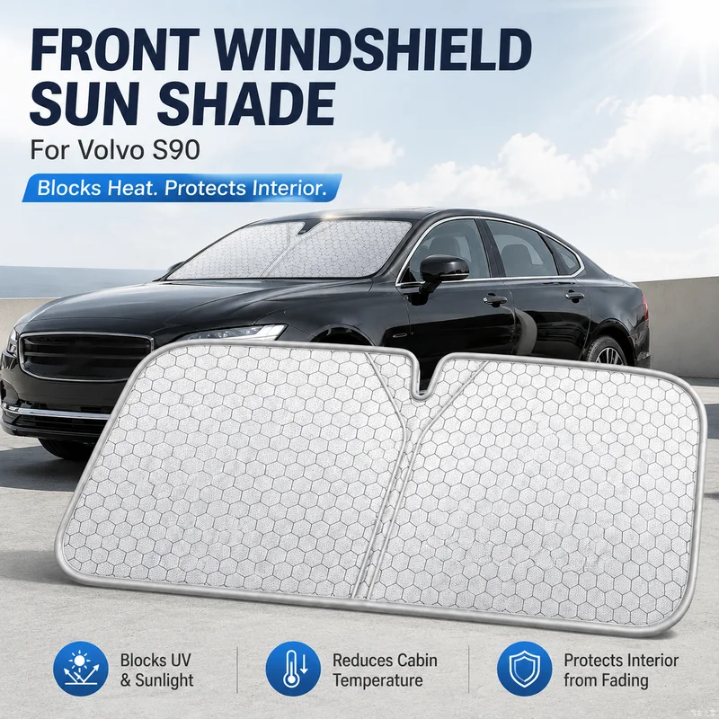 For Volvo S90 Front Windshield Sun Shade, Car Window Sun Visor Cover for UV Protection