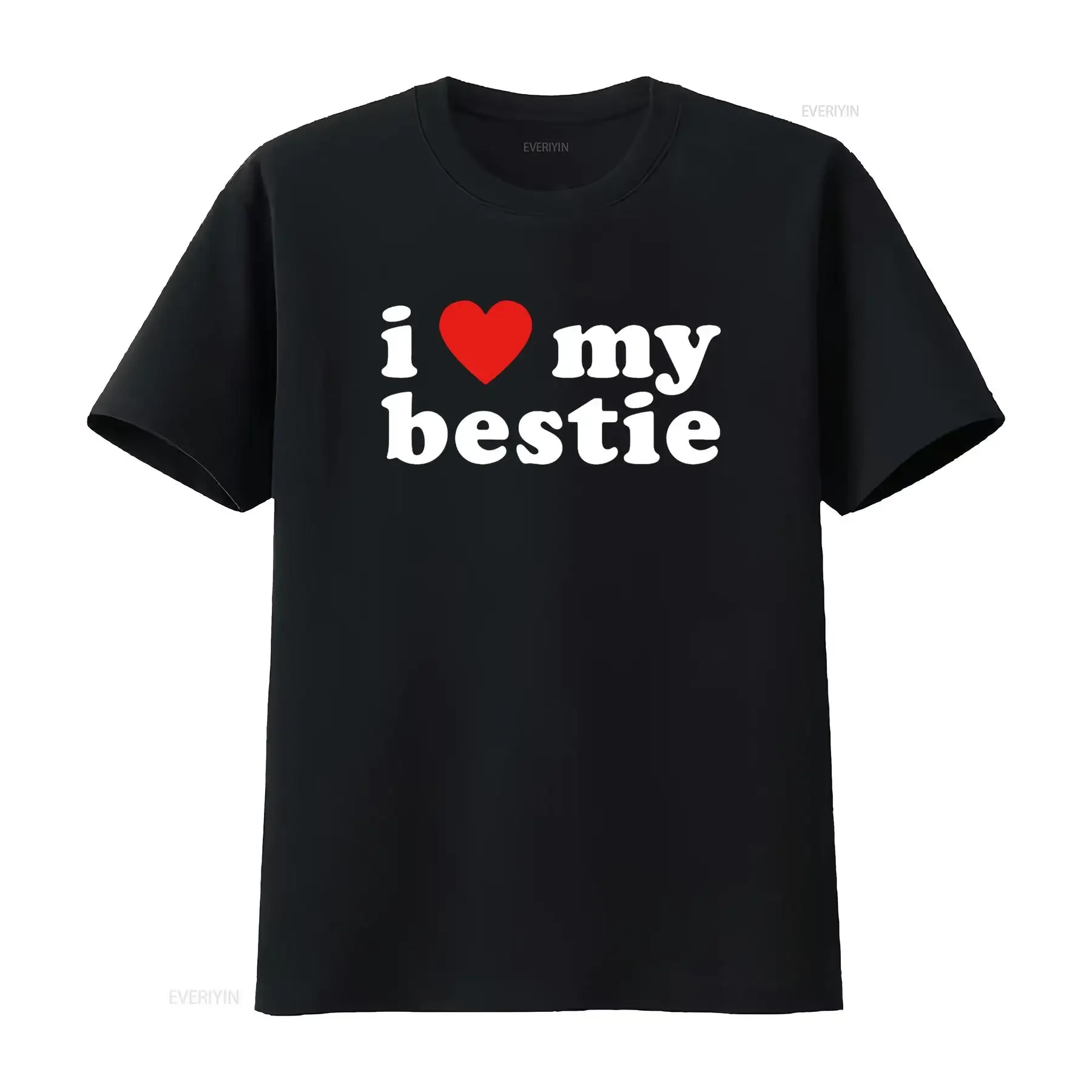 I LOVE MY BESTIE Best Friend BFF Cute Matching Friends Heart T Shirt vintage Washed fashion Soft designer clothes graphic