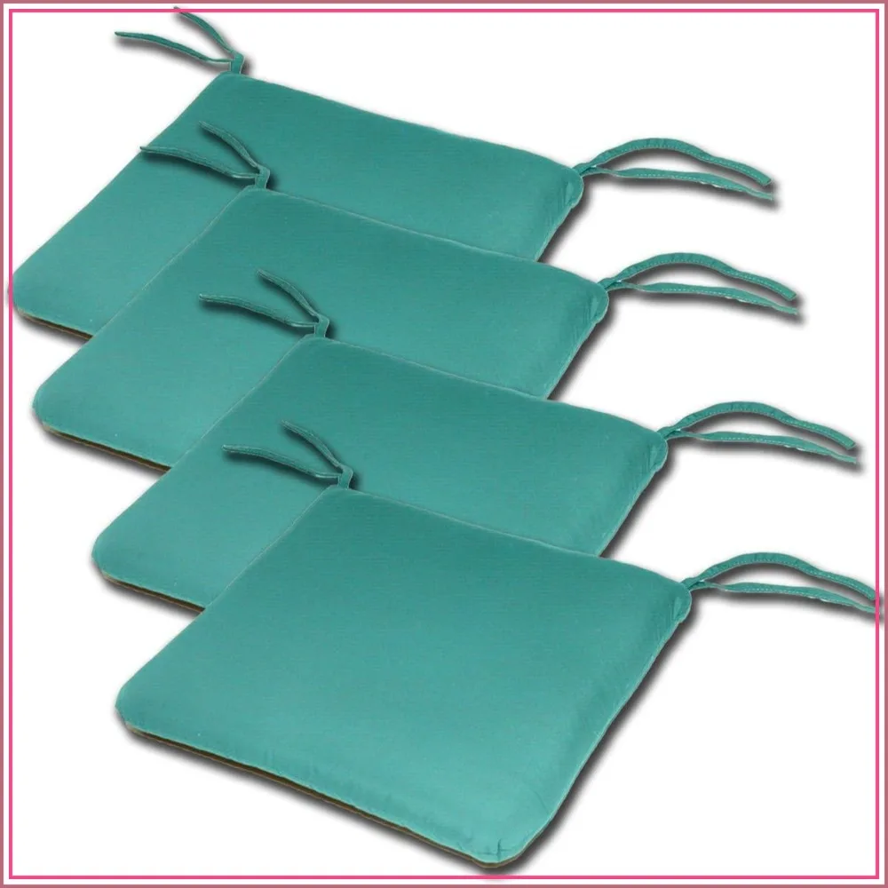 Set of 4 Sunbrella Indoor/Outdoor Knife Edge Seat Cushions 20x19x2.5 in Aruba