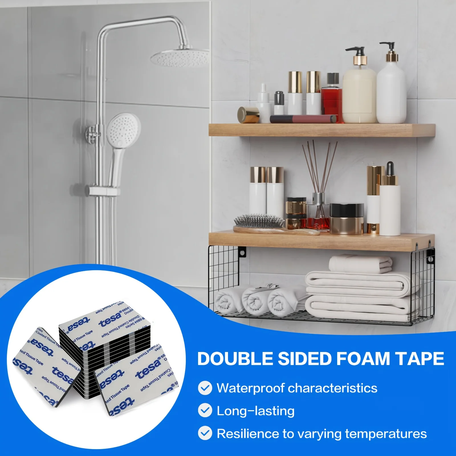 36PCS semi transparent high-temperature resistant double-sided adhesive pads, waterproof and anti slip, pre cut foam tape