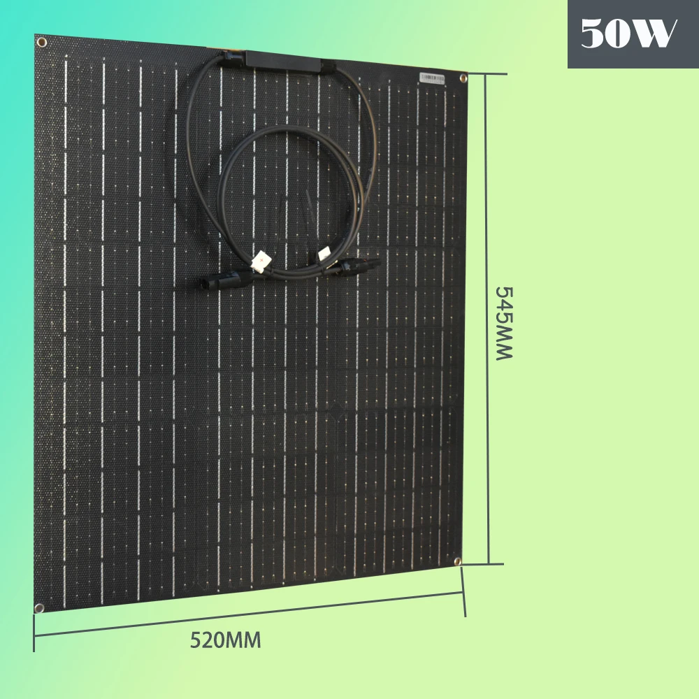 50W 100W solar panel 12V ETFE Flexible Monocrystalline Solar Cell Battery System Kit for Marine Camping Boat RV,