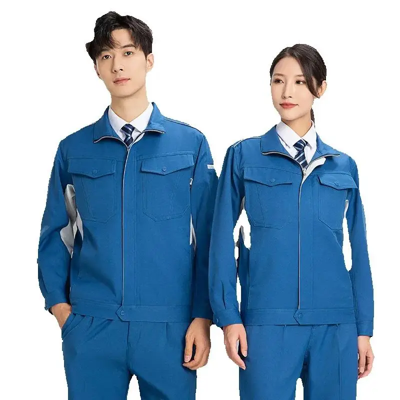 Men's Women's Spring Autumn Long Slept Workshop Work Clothes Suit Customized Name Print Logo Factory Maintenance Electrical Coat