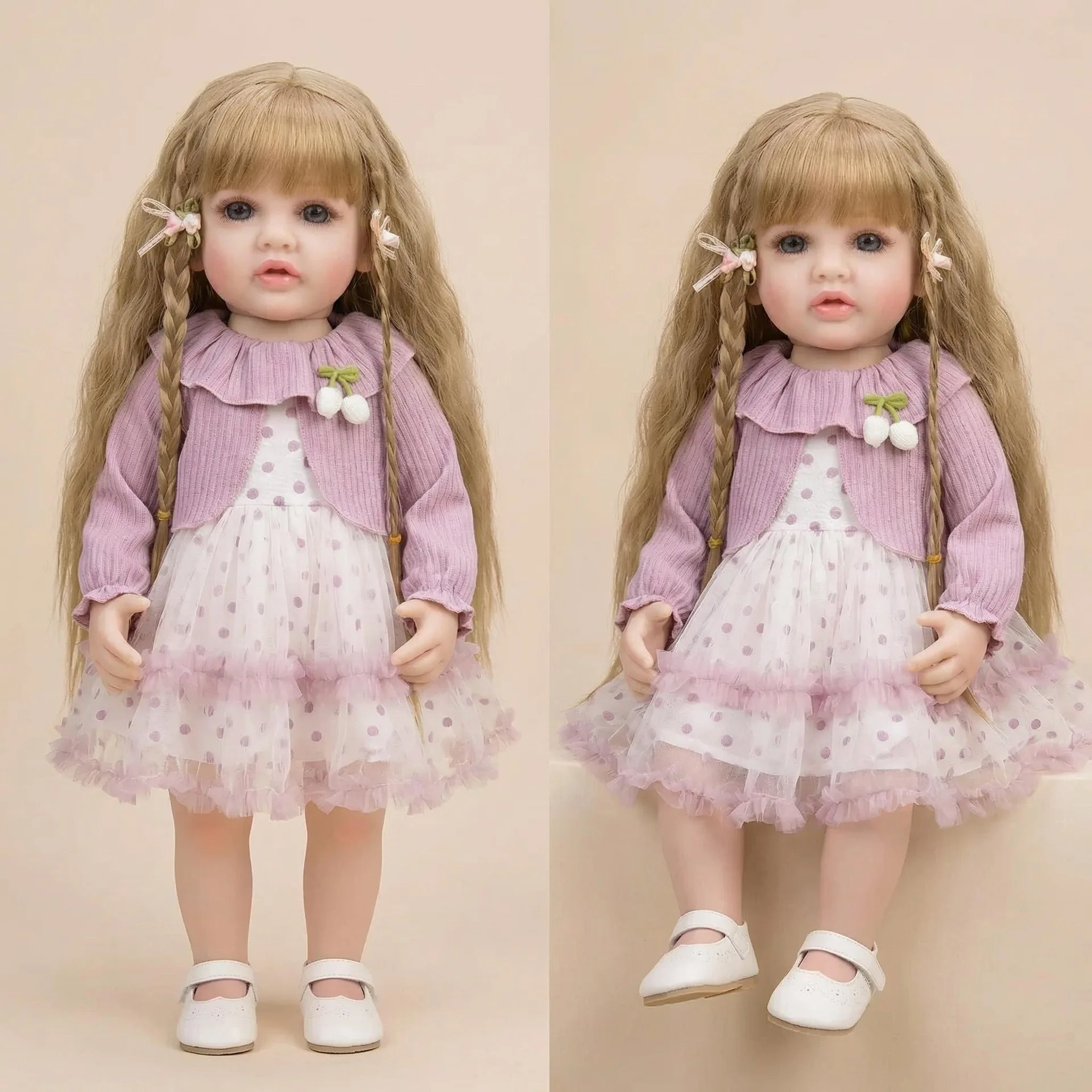 Lifelike Reborn Dolls Realistic Full Silicone Baby Bebe Vinyl 55CM Newborn Girl Doll Princess Toddler Toy Art Collectible Gift
