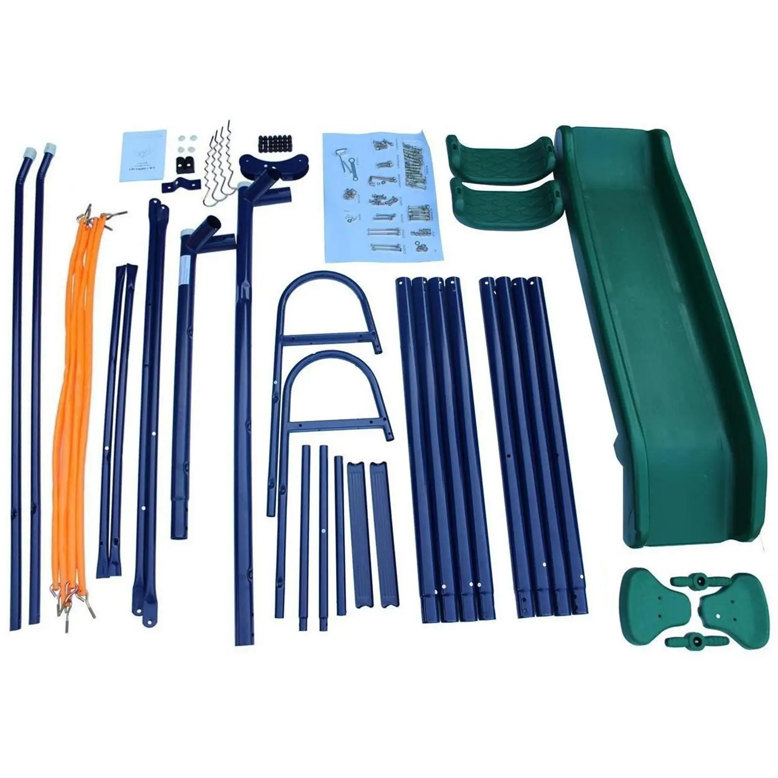 A-Frame Metal Swing Set w/ Slide (Blue, Green, Orange)