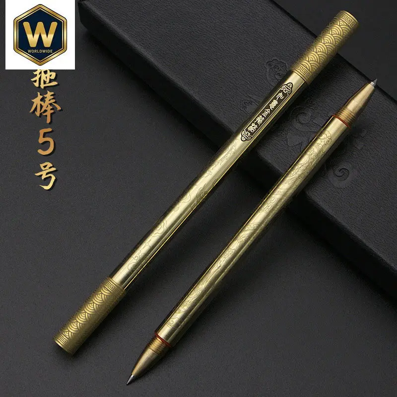 Golden Cudgel Multi-functional Double-ended Pen Creative Roller Ball Pen High-end Gift Metal Copper Pen Barrel Heavy Handfeel
