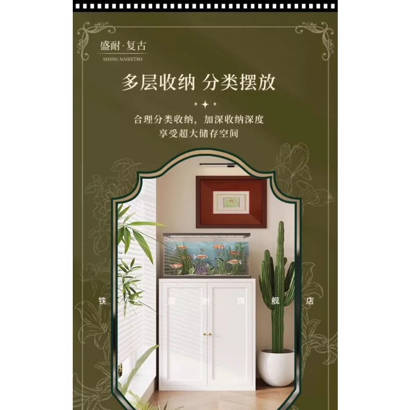 

Steel retro style balcony storage cabinet bay window cabinet sunscreen waterproof household wall floor storage