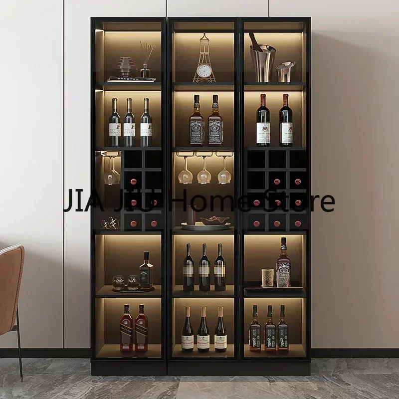 Gabinetes de vino con exhibición de pared, sala de estar, cocina moderna de lujo, simplicidad, Botellero de vidrio, Bar, gabinetes de vino, muebles QF50JG