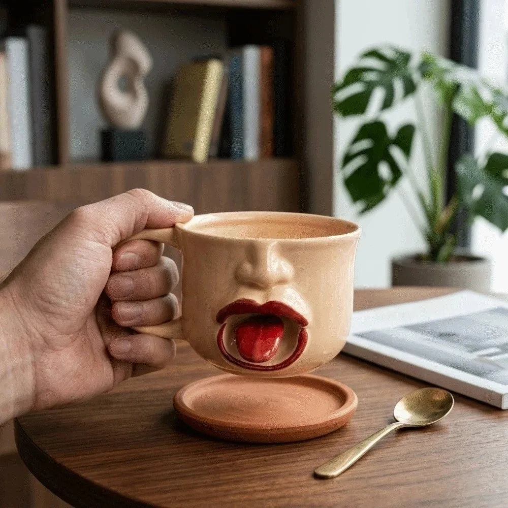 Drinkware 300ml Movable Tongue Cup Playful Creative Restless Tongue Cup Daily Drinking Funny Ceramic Mug Gift