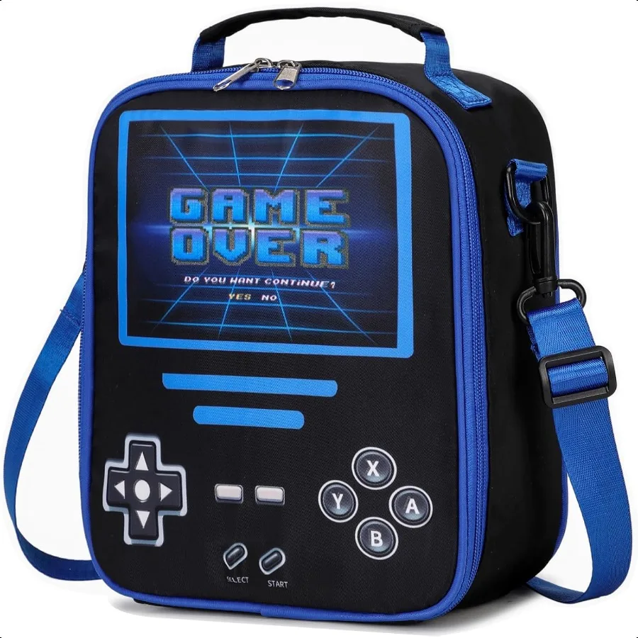 

Game Lunch Box for Boys Cool Luminous Gamer Boys Insulated Lunch Bag Reusable Portable Lunch Boxes for Boy Girls Cooler for Tod