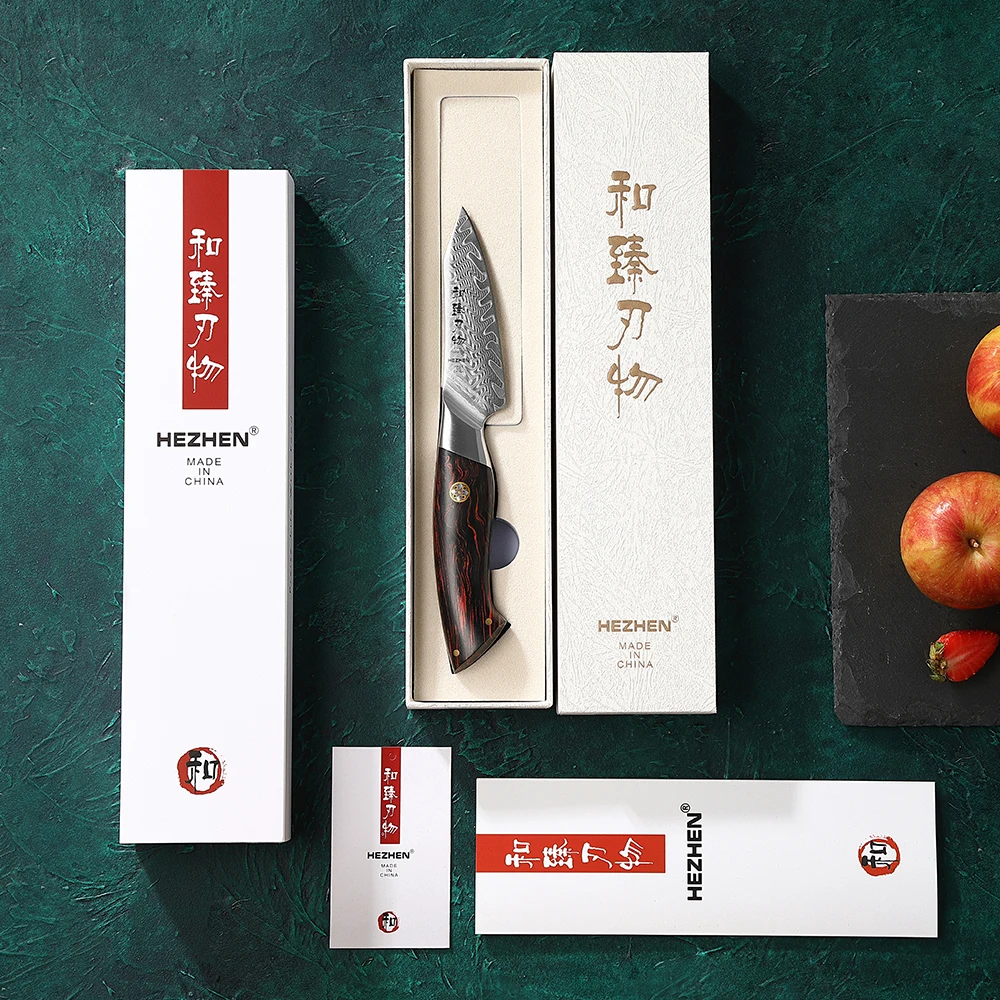 HEZHEN Elegant Series 3.5 Inches Paring Knife 73 Layers Damascus Steel Peelinig Knife Kitchen Tools Gift Box