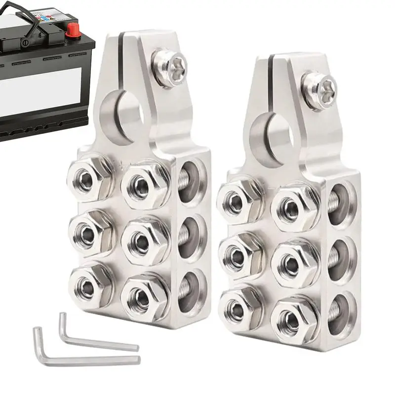 

Battery Terminals Distribution Block 2 Pcs Zinc Alloy 12-Way Battery Terminal Clamps Safe And Stable Connection 6X20Awg Wire