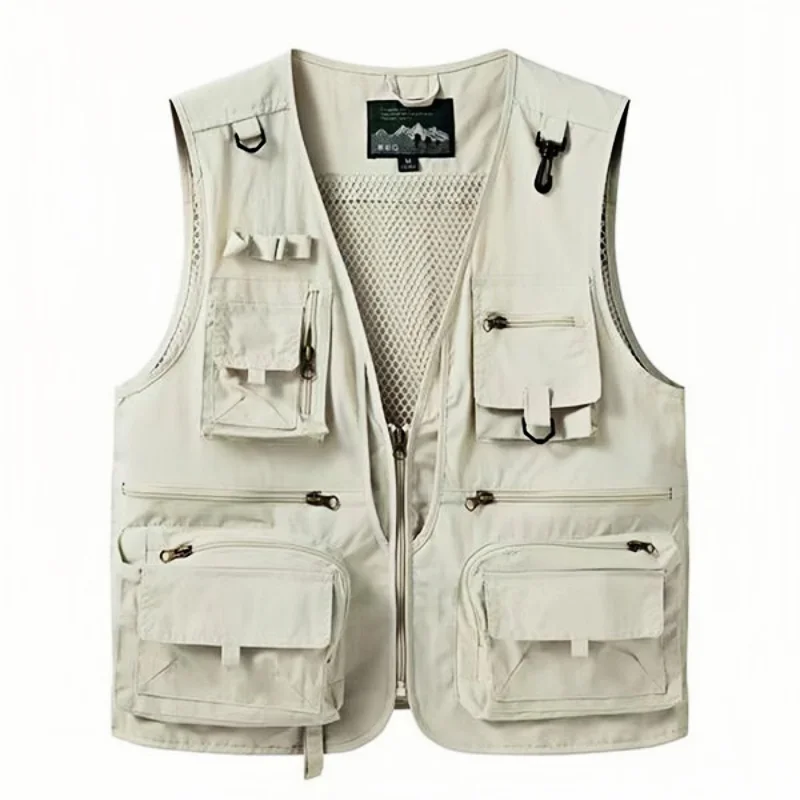 Men's Vest Summer Casual Photography Fishing Multi-Pocket Vest Outdoor Leisure Mountain Climbing Sleeveless V-Neck Custom Logo