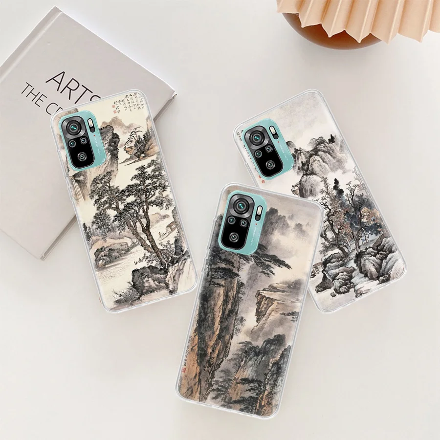 Chinese Style ink Painting Art Phone Case For Redmi Note 13 14 Pro Plus 5G Cover 10 10A 10C 12 12C 9A 9C 9T 8A 7A 6A 9 8 7 K70 K