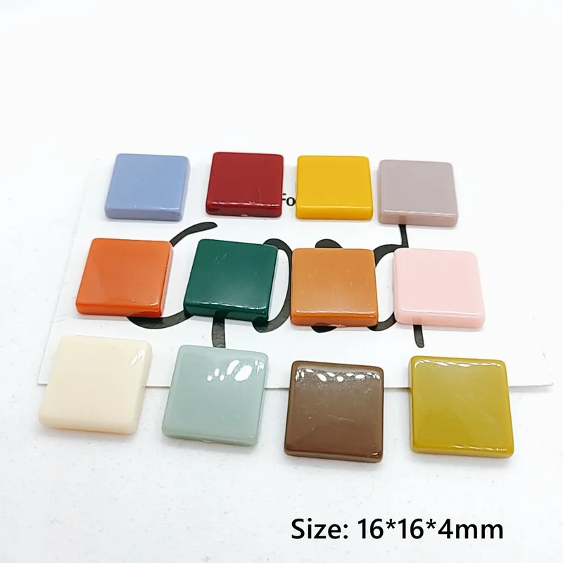 DIY Square Solid Color Acrylic/resin 16mm Patch Handmade Hairpin Jewelry Earrings Accessories Material 10pcs