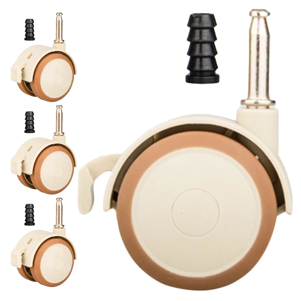 

4 Pcs Crib Casters Baby Wheels Furniture Brake Pu Rubber Coating Bed Frame Feet