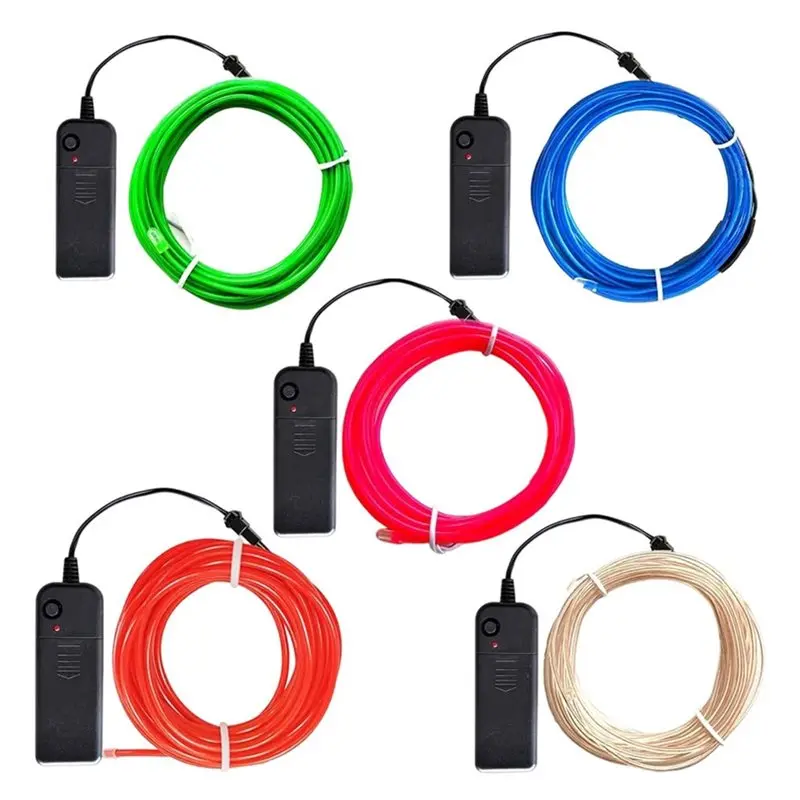 ABKL-EL Wire Neon Glow, 5 Pack 10Ft Electroluminescent Wire In Red/Blue Green/Pink White For DIY Design Projects