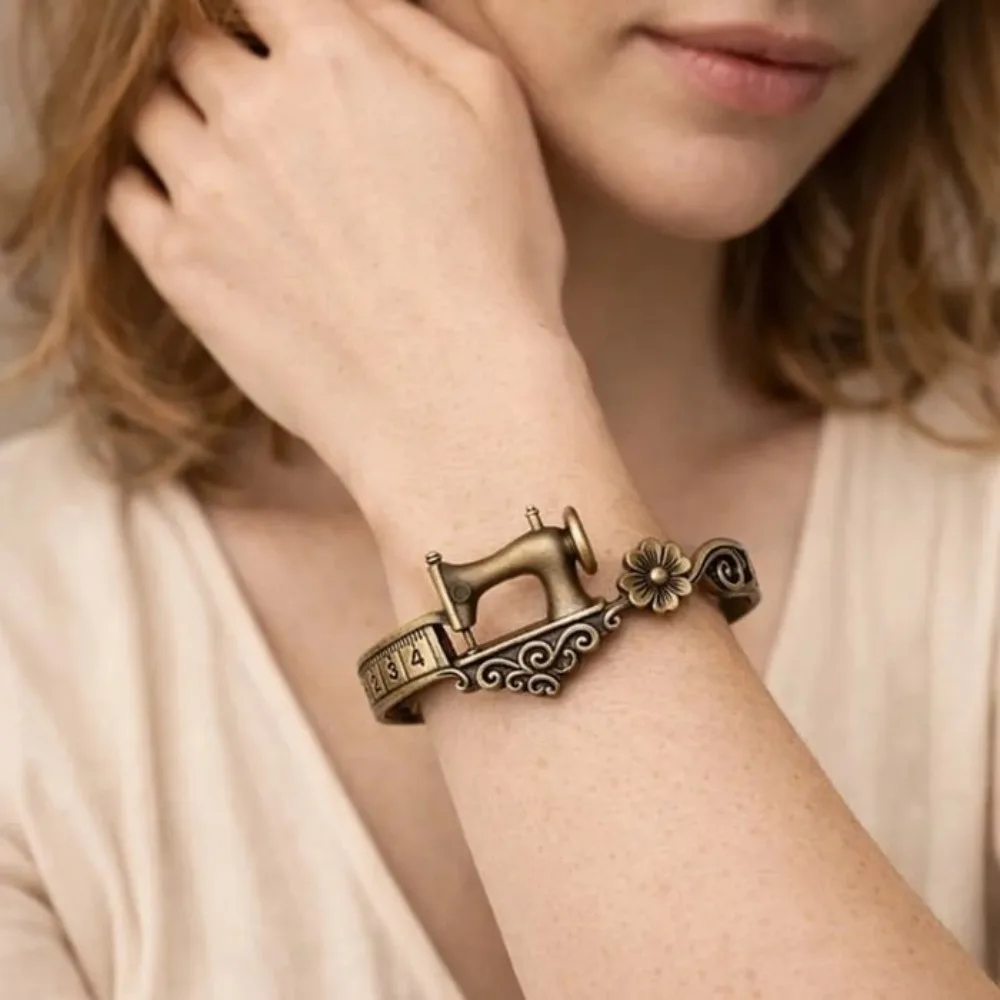Gift Elegant Sewing Machine Bracelet Vintage Unique Adjustable Cuff Bracelet Metal Craft Design Finger Ring Personal Wear