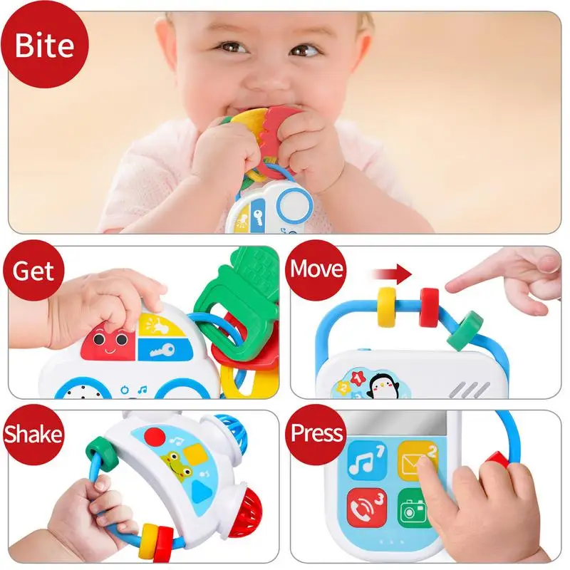 Teether Rattle Shaker Toy Set 5pcs/Set Toddler Music Learning Toys Rattle Set Toddler Music Learning Toys Teether Toddler