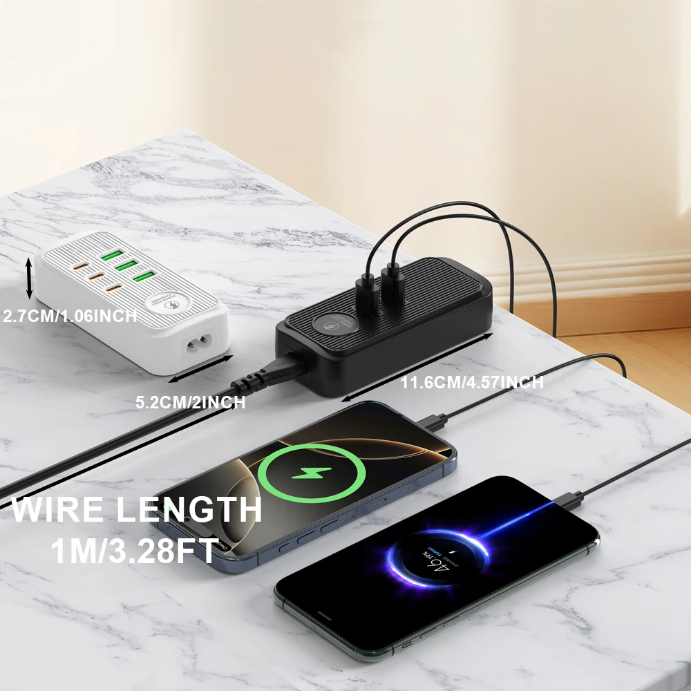 الاتحاد الأوروبي الولايات المتحدة المملكة المتحدة عالية الطاقة متعددة شاحن USB محول الطاقة PD شحن سريع المكونات في مجلس 1.2 متر متعدد المكونات المحمولة السفر المقبس