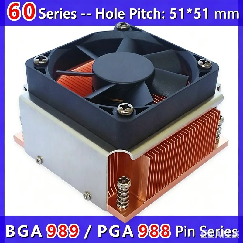 BGA989 PGA988 CPU Cooler 60mm Pure Copper Heatsink Fan for Industrial PC Chip TEC Peltier Cooling Fins Radiator