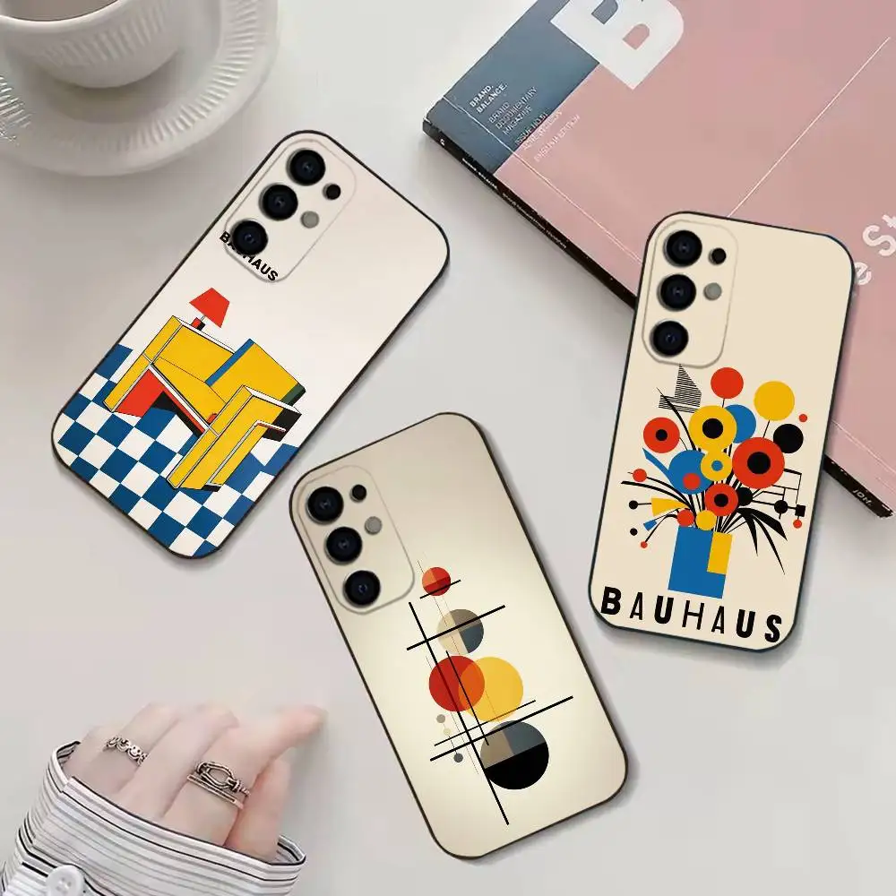 

Geometric Bauhaus art phone Case For Samsung S25,24,21,22,23,30,Ultra,20,Plus,Fe,Lite,Note Soft Black Cover