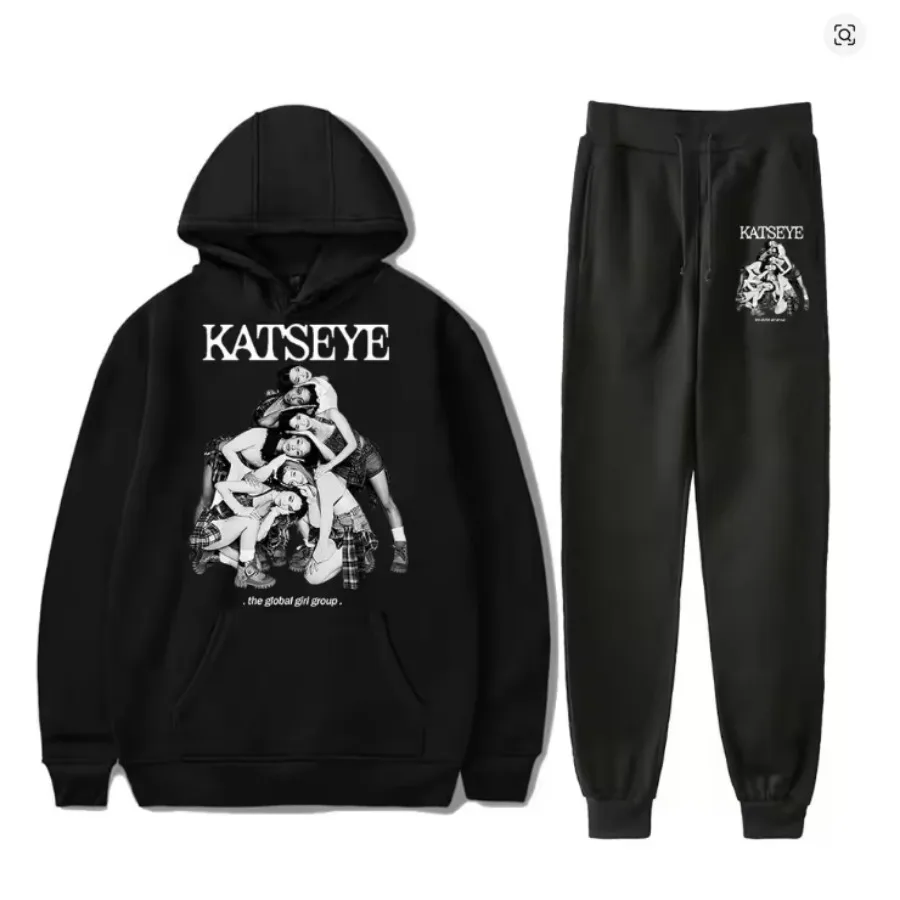 

Katseye Beautiful Chaos Tour 2025 Merch Men's Sportswear Set Casual Tracksuit Two Piece Set Sweatshirt+Sweatpants Sports Suit