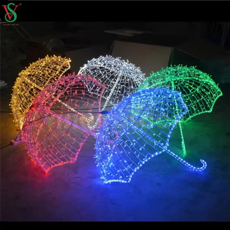 Wholesale outdoor across christmas street decorative led waterproof umbrella motif lights