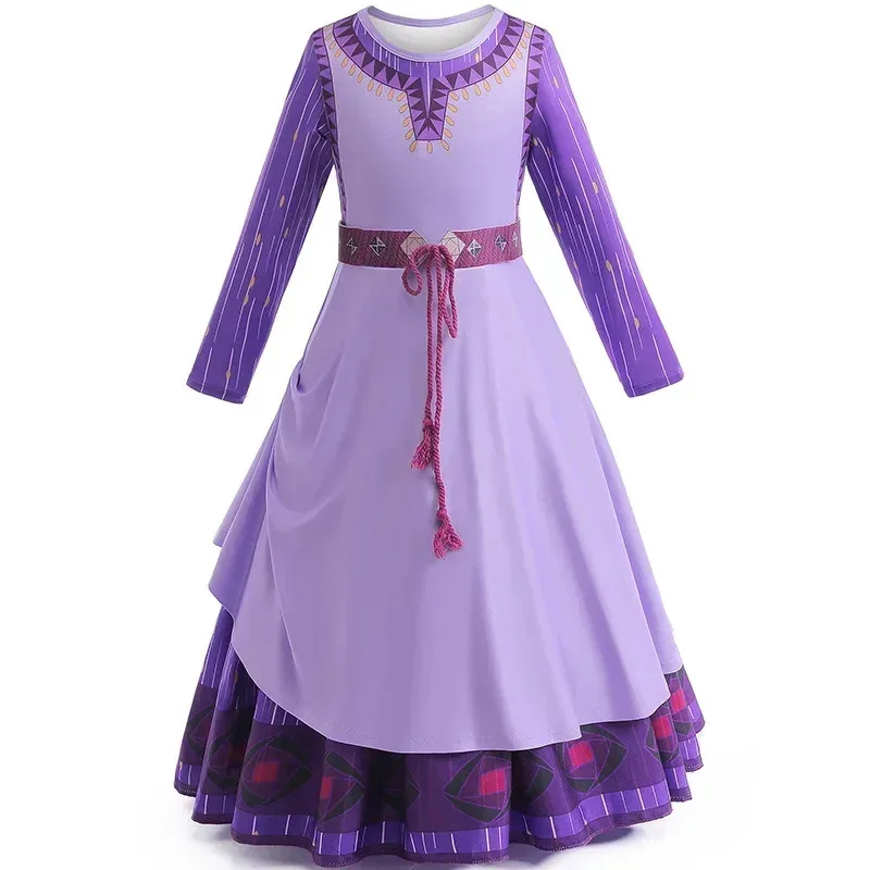 2024 meninas trajes purim asha cosplay princesa desejo asha vestido crianças natal masquerade palco desempenho