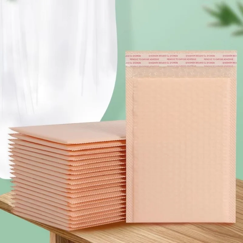 10pcs Nude Pink Self Adhesive Waterproof Bubble Bag Data Cable Packaging Bag Watch Packaging Bag Envelope Packaging Bag