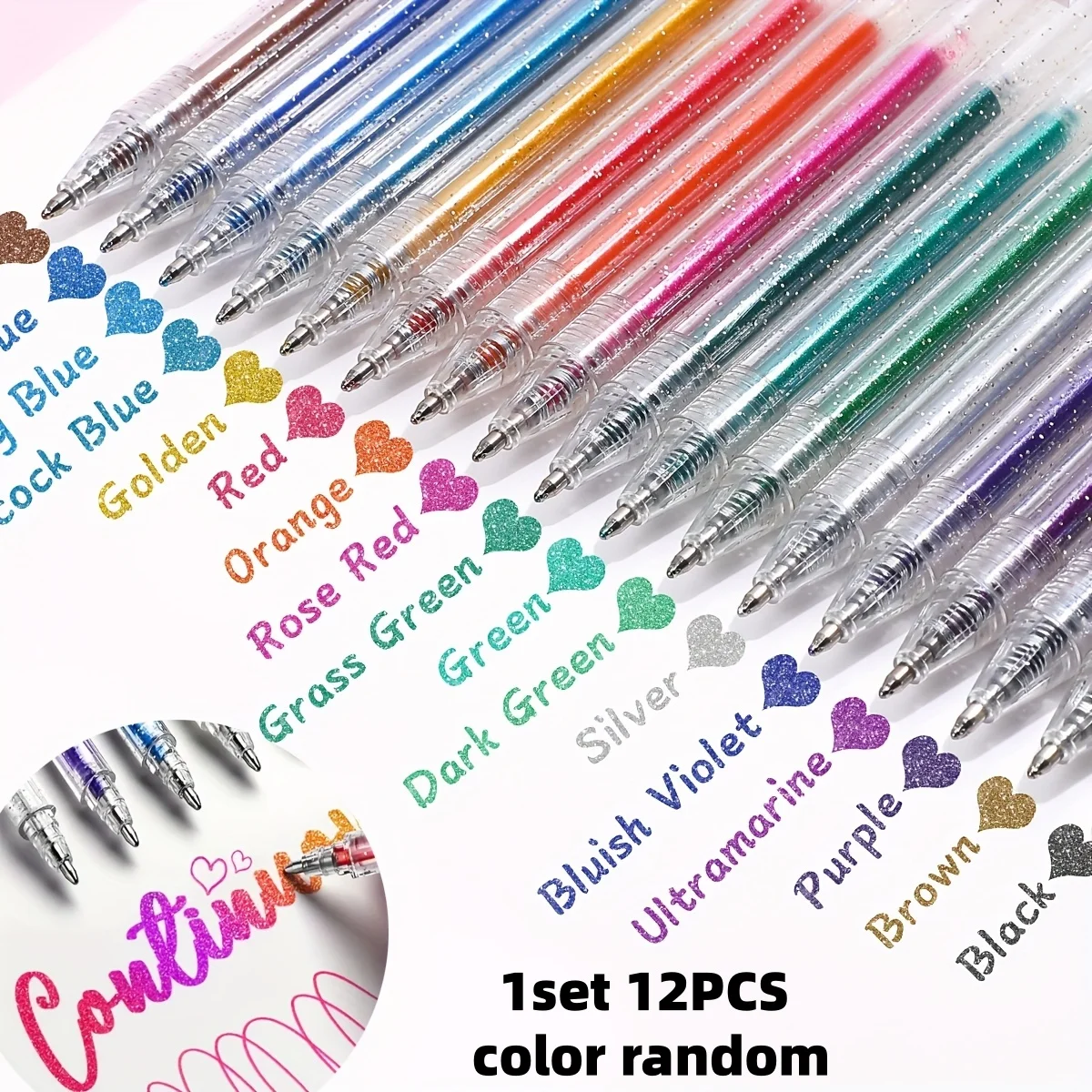 1 Set mit 12 Glitzerstiften, die ihre Farbe ändern, schimmernde Stern-Gelstifte, leuchtende Aurora-Stifte, fluoreszierende Stifte zum Markieren, für das Journaling und zum Zeichnen. – Detail 1