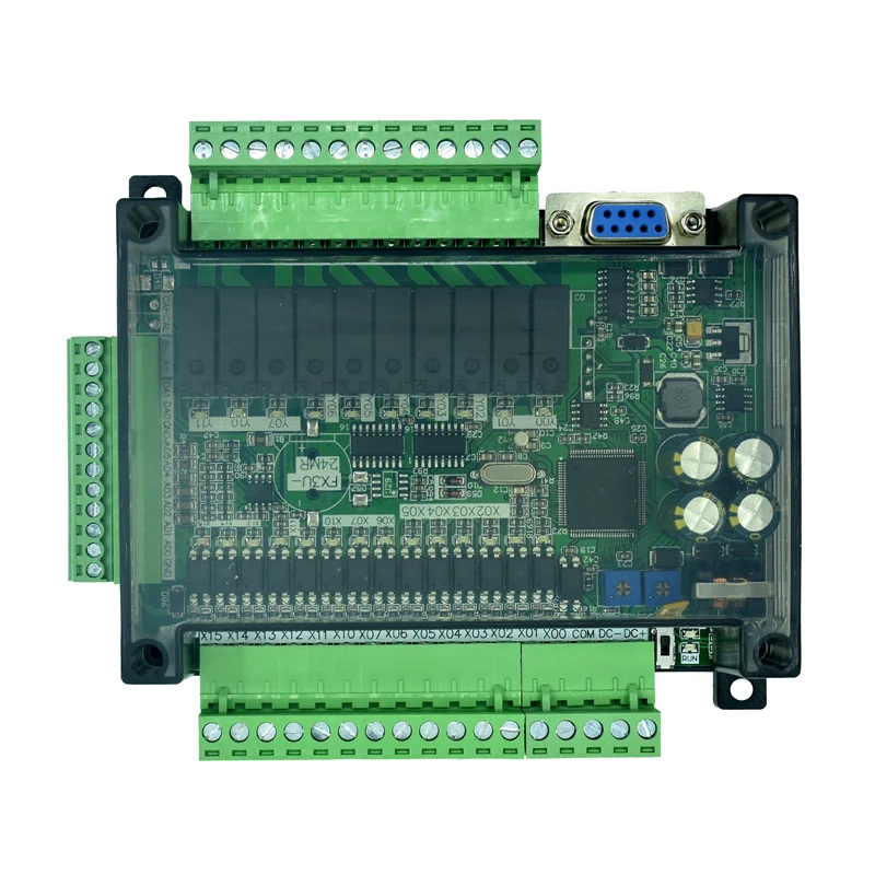 PLC Industrial Control Board Compatible with FX3U FX3U-24MR FX3U-24MT High Speed Analog STM32 RS232 RS485