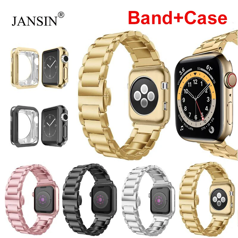 

Case+Stainless Steel Strap For Apple Watch 9 7 45mm 41mm Band 38mm 42mm Bracelet Band For Apple Watch 44mm 40mm Strap SE 6 5 4 3