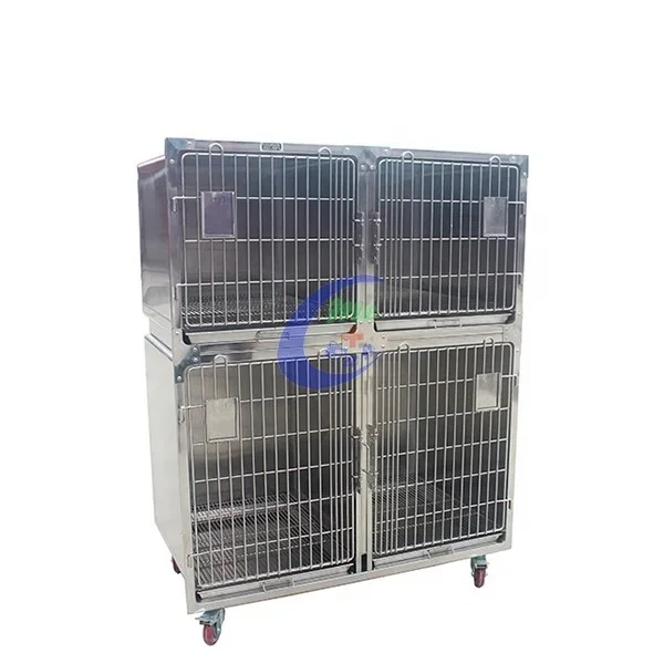 Heavy Duty Dog Kennel Cat ICU Oxygen Cages Small Animal Pet Veterinary Cages Stainless Steel