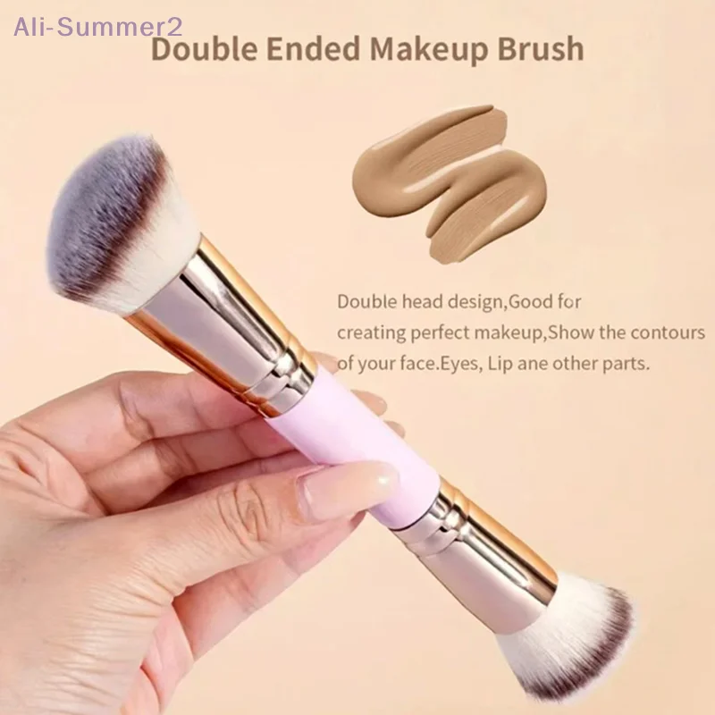 {MX} 1/2Pcs Professional Double Ended Makeup Brush Large Round Head Foundation Concealer Brush Travel Make Up Tools