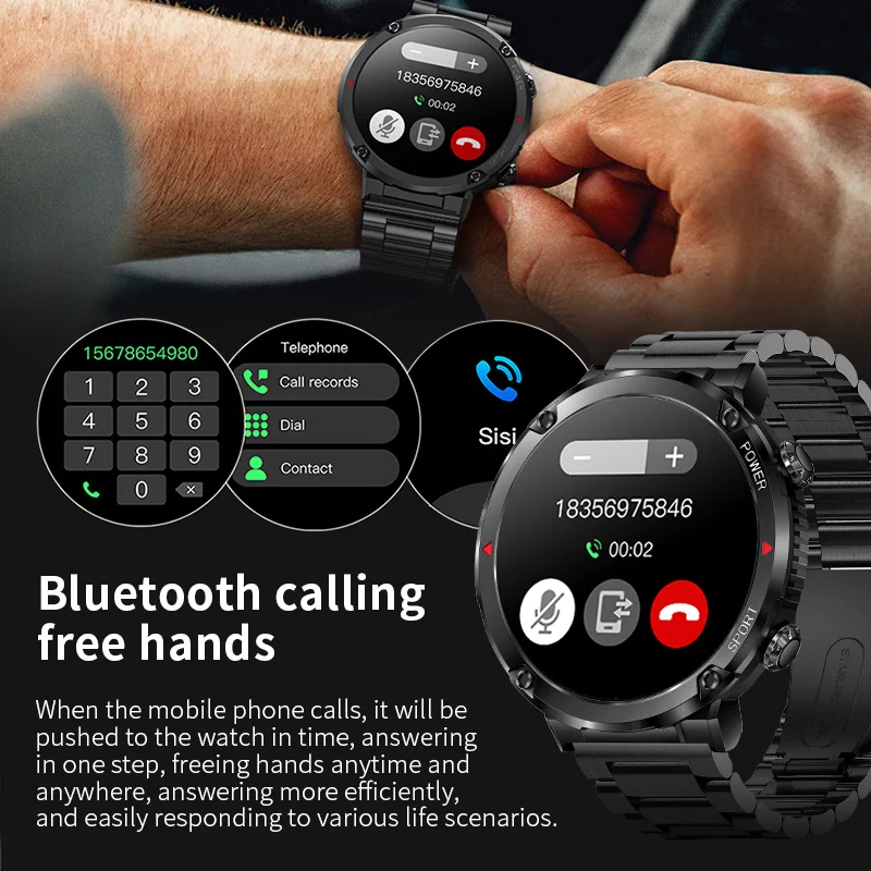 AMOLED HD Screen Men IP68 Waterproof Smartwatch 600 mAh Large Battery Watch For Men Smart Watch Bluetooth Call Sports Bracelet