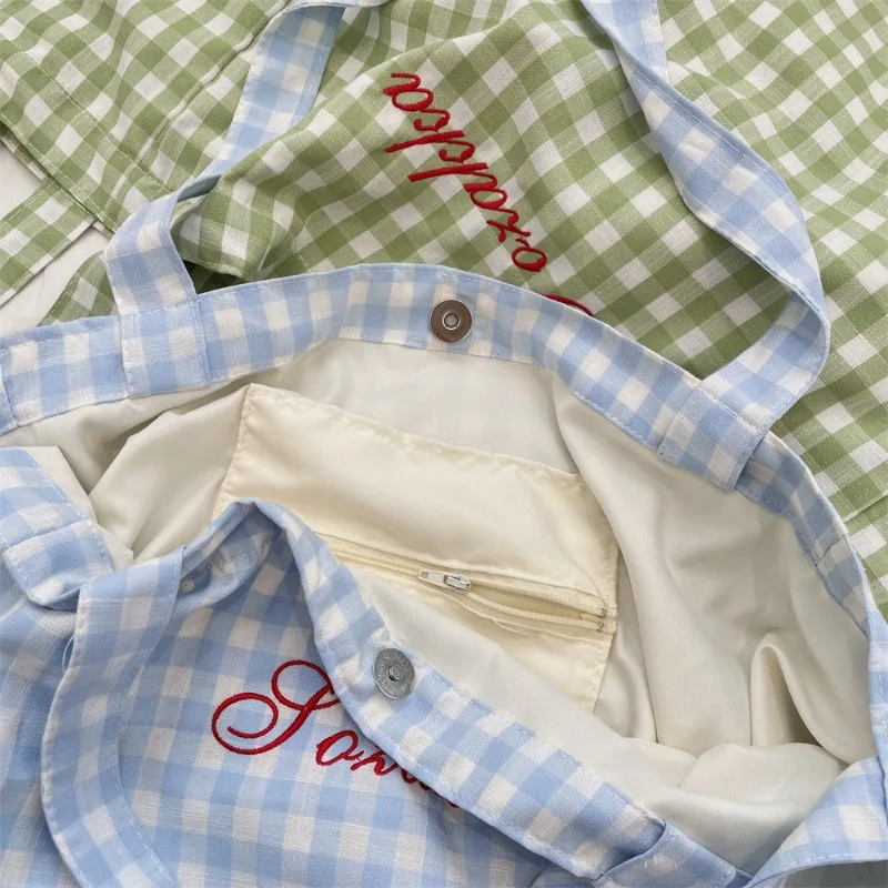 Youda 新ポリエステル生地ショルダーバッグユニセックスシンプルなカラフルなチェック柄ハンドバッグ大カジュアル容量ショッパートートバッグ