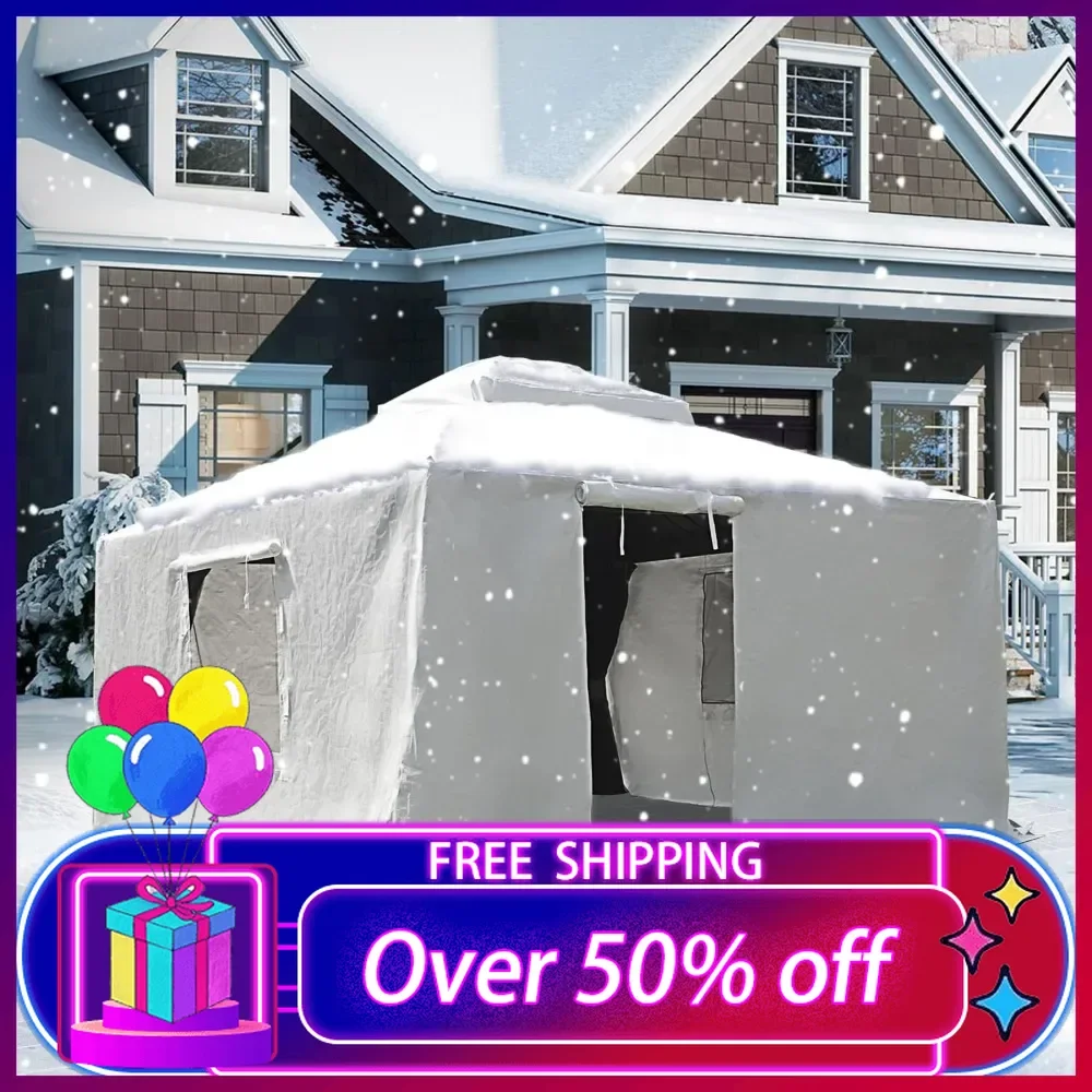 

10' x 14' Winter Gazebo Cover, All Season Waterproof Enclosed Cover with Sidewalls & Ventilated Mesh Windows,Hardtop Gazebos