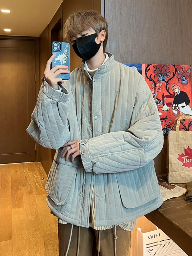 

Мужская зимняя утепленная куртка с воротником-стойкой, свободного кроя, больших размеров, повседневная верхняя одежда, модная брендовая рабочая куртка