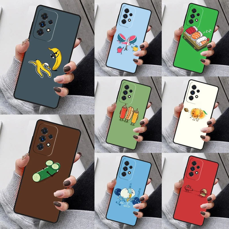 funny cartoon food Phone Case For Samsung Galaxy S23 S21 S20 FE S24 S22 Ultra Note20 S10 S9 S8 Plus A40 A52 A12 A13 A53