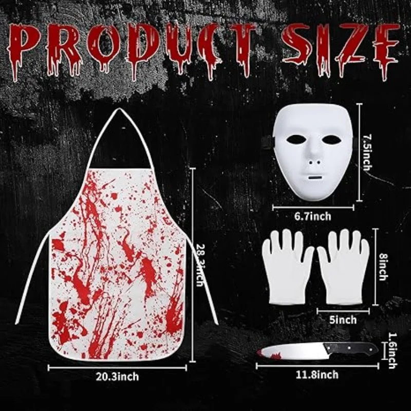 مريلة ملطخة بالدم رعب للهالوين مريلة جزار دموي بدلة رعب مكياج ملابس دعائم