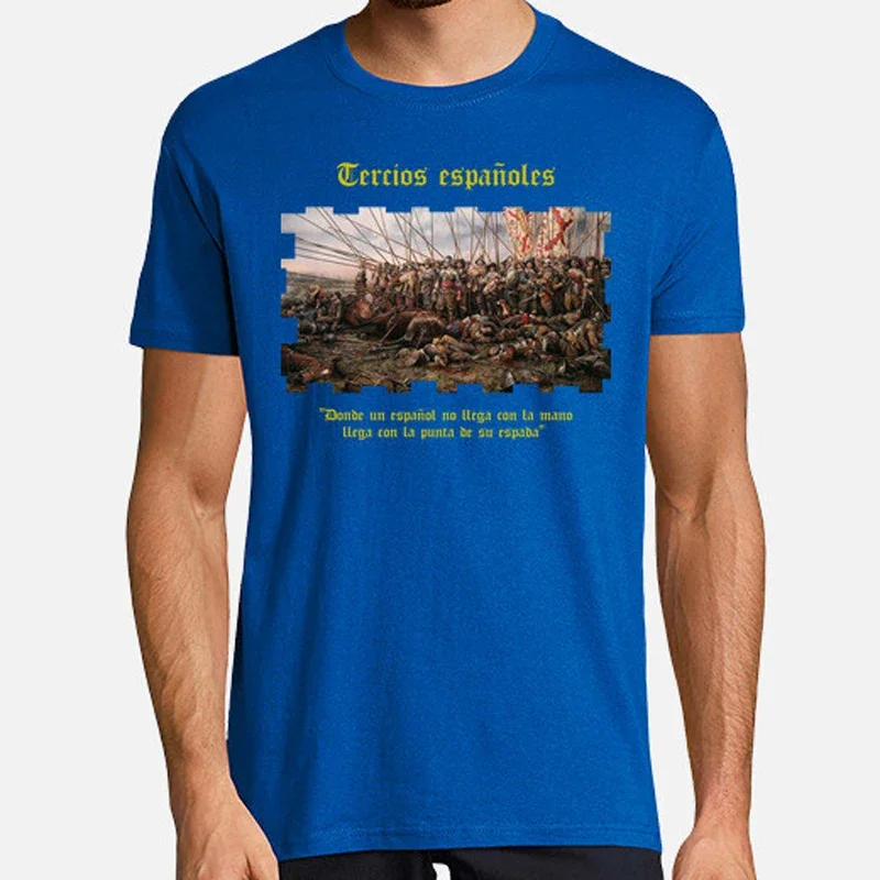 Battle of Rocroi ¡Santiago, Y Cierra, España! Tercios Españoles T-Shirt New Short Sleeve Casual 100% Cotton O-Neck Mens T-shirt