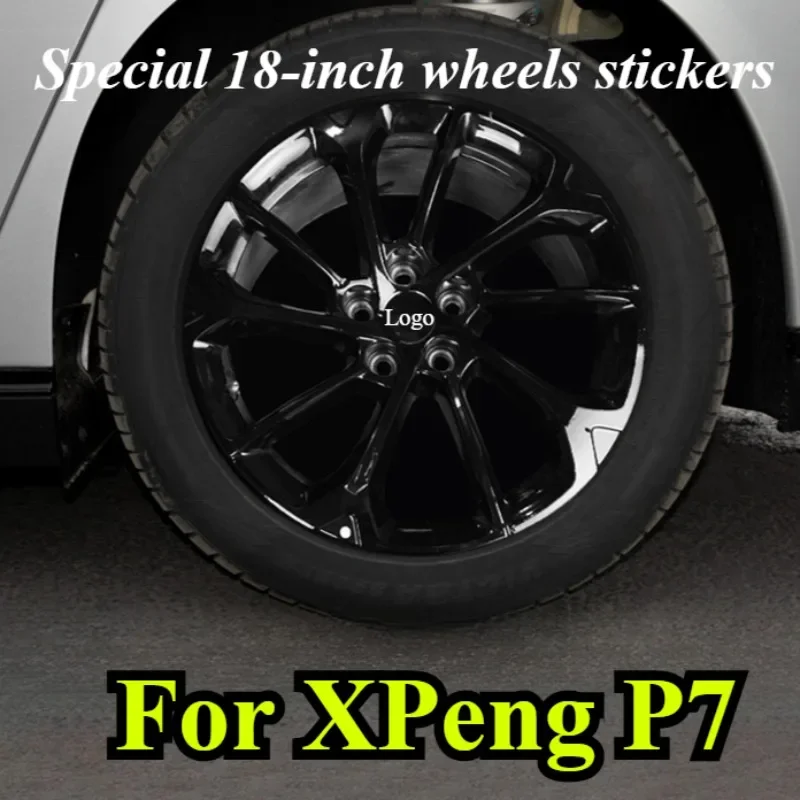 Car Special 18-inch Wheels Stickers Scratch Repair Glossy Black Film Modified Accessories for XPeng P7