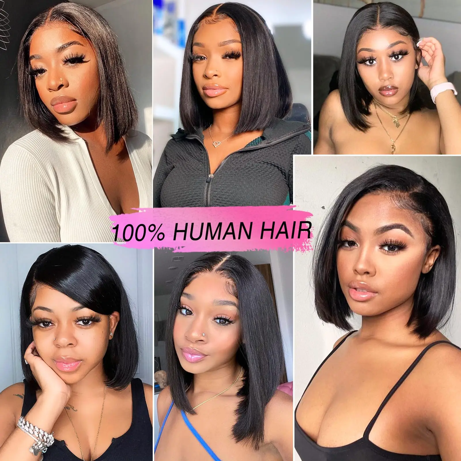 Short Bob Wig Bone Straight Bob Wig Lace Front Human Hair Wigs For Women Lace Frontal Wig  Wig Human Hair 180%