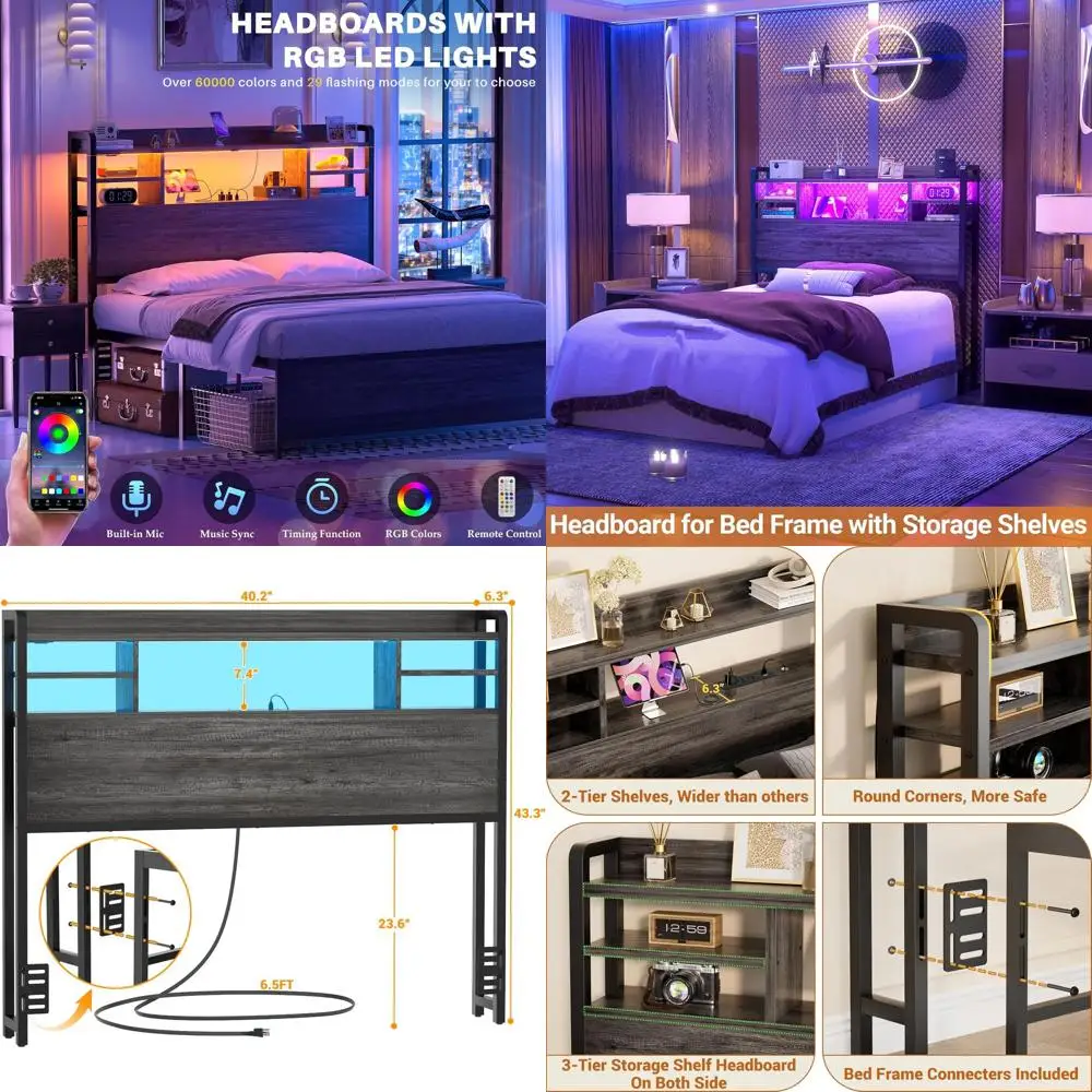 Twin Bed Wood Headb…