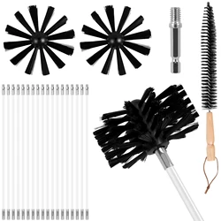 Chimney Vent Cleaning Brush Electric Drill Driven Rotary Chimney Brush 7/6m Flexible Extension Rod Pipe Brush