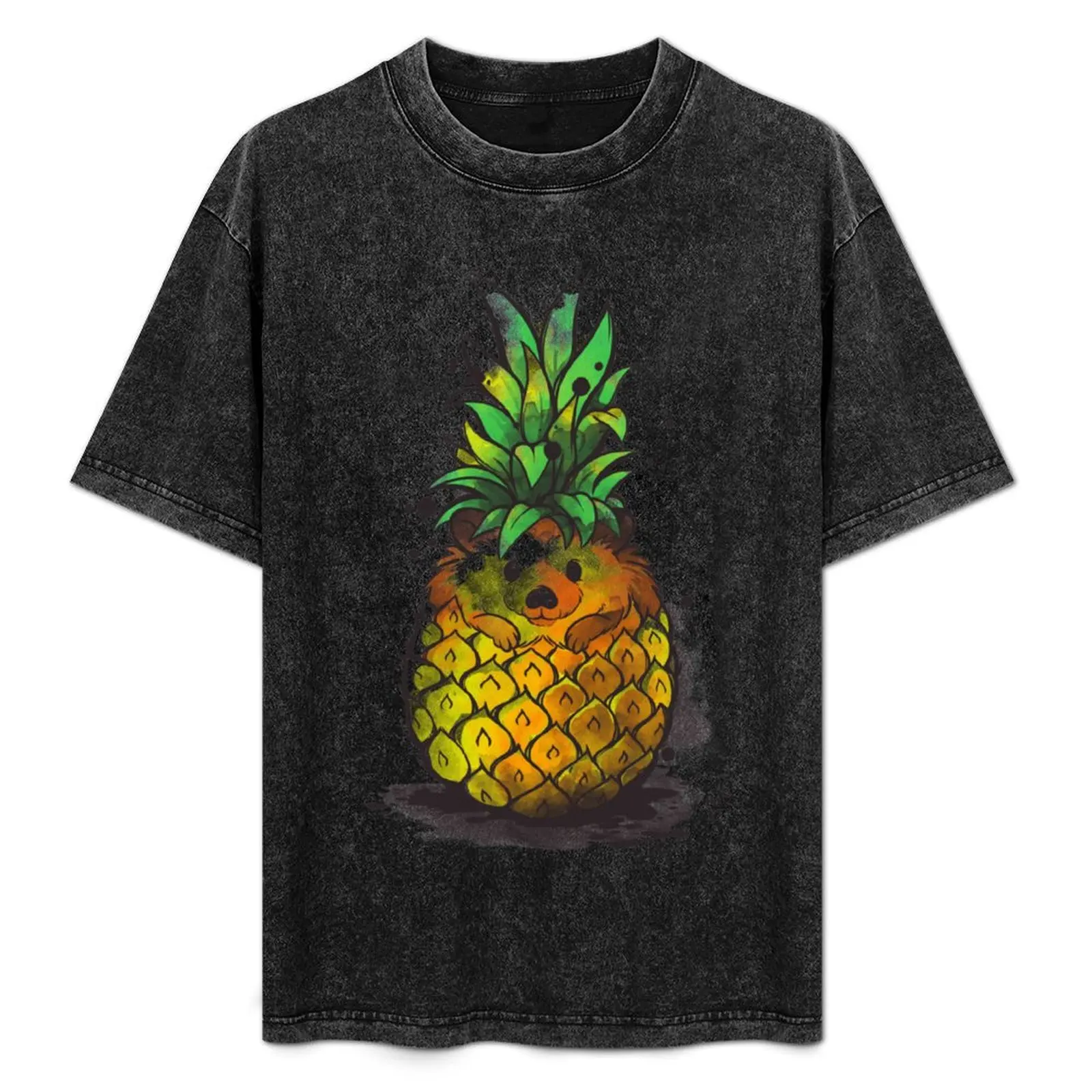 

Pineapple hedgehog tropical watercolor T-Shirt funny gifts vintage clothes street wear men t shirt