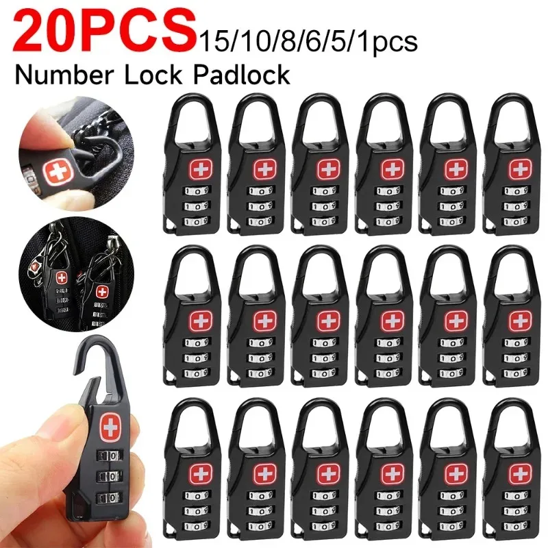 5PCS Mini 3-Digit Combination Lock Anti-Theft Zipper Lock Portable Secure Travel Lock for Backpack Handbag Luggage Accessories