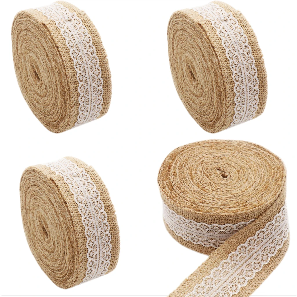 

1-10Meters Natural Jute Burlap Rolls Hessian Ribbon Lace Vintage Rustic Wedding Decor Ornament Burlap Party DIY Craft Supplies