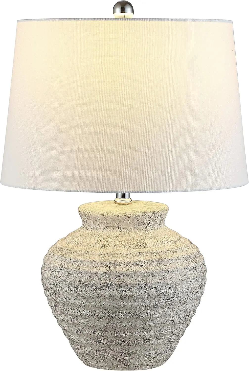 Rustic Farmhouse Light Grey Ceramic 23-inch Table Lamp for Bedroom, Living Room, Office - LED Included